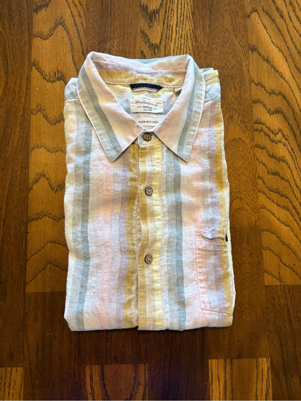 Weatherproof Pastel Striped Button-Down Shirt - Pink, Yellow, Blue, Cream